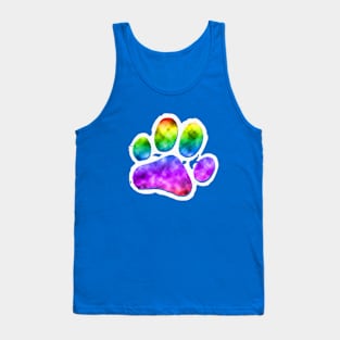 Rainbow Paw Print - White Tank Top